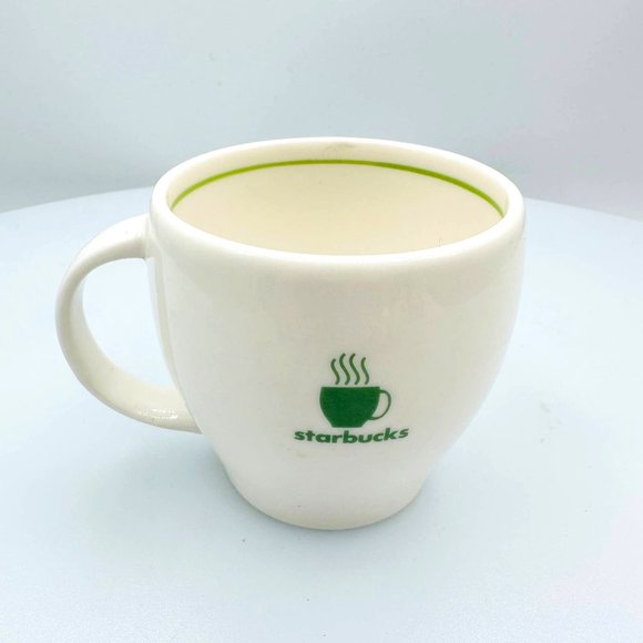Starbucks Abbey Coffee Espresso Cup/White Mug & Green Pinstripe: Super Rare 2003 - Picture 4 of 6